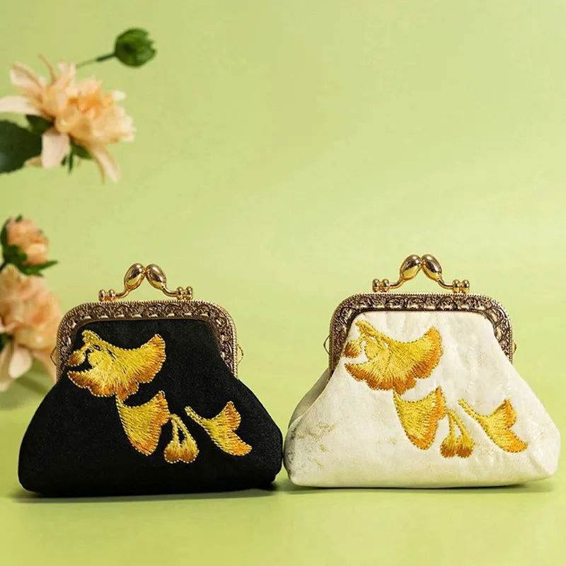 Embroidery Vintage Mini Coin Kiss Lock Purse Wallet - 画像 (8)